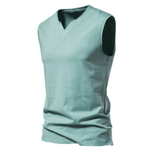 2024 conception personnalisée débardeur pour hommes col en V débardeur en coton pour hommes confortable et ajusté débardeur pour hommes - Product Image 2