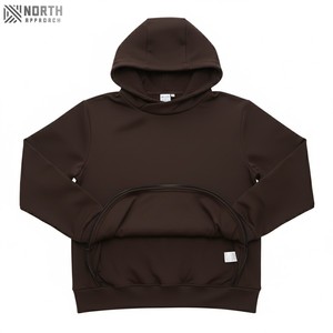 เสื้อฮู้ดแบบสวมหัวสำหรับผู้ชายเสื้อมีฮู้ด380gsm ผ้าฝ้ายสีดำว่างเปล่าเสื้อสวมหัวมีฮู้ดแบบกำหนดเองรุ่นน้ำหนัก100% - Product Image 6