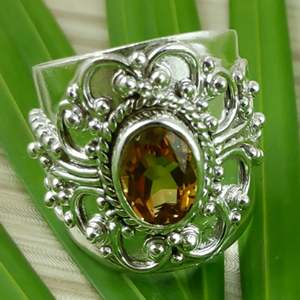 Bague artisanale en argent sterling 925 style bohème avec citrine, pierre de naissance de novembre, bijou parfait pour son anniversaire ou son anniversaire de mariage - Product Image 5