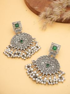 ต่างหูเงินมีสไตล์คล้ายๆกันกับฐานทองเหลือง Monalisa หินห้อยแบบหรูหราสำหรับผู้หญิงและเด็กผู้หญิงเหมาะสำหรับงานปาร์ตี้สวมใส่ตามเทศกาล - Product Image 6