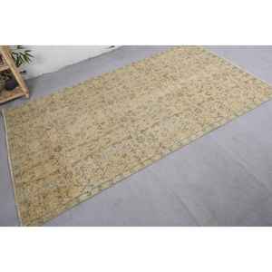 Tapis en laine à fleurs beige vintage de 4.3x7.6 pieds, patchwork fait main, rectangle, pour salon, bambou, soie, polyester, latex - Product Image 2