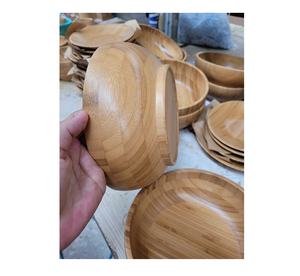 Bols en bambou ronds en bois du Vietnam avec couvercle cuillère et fourchettes pour la maison restaurant mariage-cadeau de vaisselle du Vietnam - Product Image 5