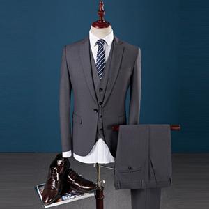 Traje de boda para hombre, esmoquin ajustado de 3 piezas de color sólido para oficina de negocios, abrigo y pantalones transpirables de gran tamaño - Product Image 6