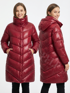 Top Quality <b>Long</b> <b>Red</b> Glossy Puffer <b>Coats</b> Winter Warm Quilted Hood <b>Coat</b> Lightweight Padded Casual Outdoor Breathable Puffer <b>Coat</b> - Product Image 6