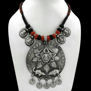 Diseño de moda 925 plata esterlina oxidada estilo étnico collar indio artesanía joyería para mujer proveedores al por mayor - Product Image 5