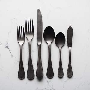 Vente flash : Couverts traditionnels en argent, acier inoxydable, argent titane avec poignée nouée, ensemble de couverts, sûrs et sains pour un usage quotidien - Product Image 1