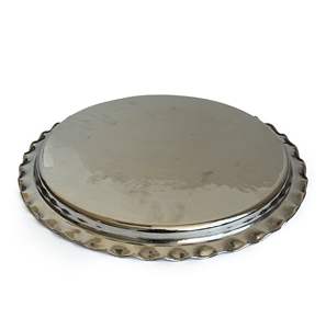 Plateau de présentation rond en cuivre martelé à la main, 34 cm - 13,3 pouces, plateau de service à café pour les cérémonies, nickel - Product Image 4