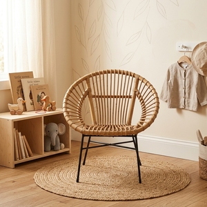 Chaise pour enfants moderne et minimaliste en acier et rotin, mobilier contemporain, vente en gros, sièges pour salle de jeux, adorable salon de crèche - Product Image 3