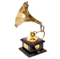 Antique Gramophone Music Decorative Indian Musical Instrument Brass & Wooden Handcrafted Showpiece for Home Decor New Item