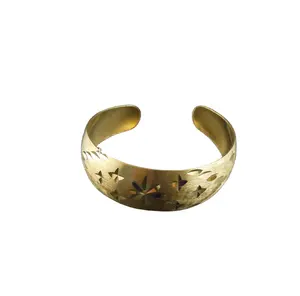 100% 优质铜袖口手镯手镯切割手镯女性时尚黄铜简单手镯男女通用珠宝热卖