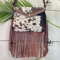 Tas Selempang Kulit Sapi Gaya Barat Terbaru dengan Rumbai, Tas Rumbai Gaya Gypsy Vintage, Tas Kulit Berbulu untuk Wanita