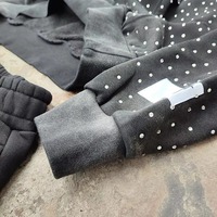 Sudadera con capucha y estampado de diamantes de imitación con lavado ácido, estilo oversize, para invierno, ropa urbana, peso medio, con logo personalizado, de moda