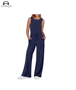 Ensemble de pantalons chemise 2 pièces pour femmes pour le printemps été haut de loisirs simple motif solide survêtement de sport décontracté avec couleur et taille personnalisées - Product Image 3