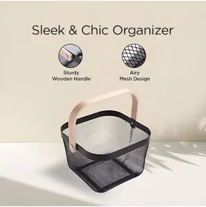 Black Metal <b>Mesh</b> <b>Basket</b> for Home and Kitchen Utensils Storage Solution for Organizing - Product Image 3