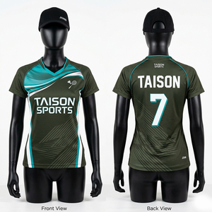 เสื้อแบดมินตันหญิง 145 GSM ผ้าโพลีเอสเตอร์อินเตอร์ล็อค ระบายอากาศได้ดี สีครีม แขนเสื้อแบบแร็กแลน  ออกแบบโลโก้แบบซับลิเมชั่นตามสั่ง - Product Image 4