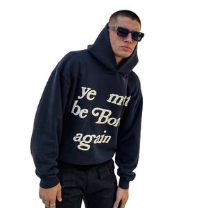 Sweats à capuche personnalisés pour hommes de qualité de luxe 100% coton poids lourd bouffée impression pull Streetwear surdimensionné pour l'hiver - Product Image 1