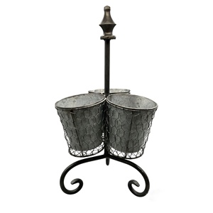 Decorative Galvanized Metal Cutlery Holder with Wire Cage Stand Restaurant Kitchen Utensils Holder in Best Price - Product Image 1