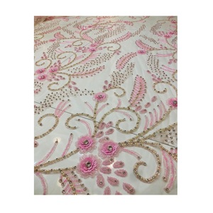 Tela con cuentas de base de algodón de calidad superior con piedras brillantes y lentejuelas para diseñadores de moda disponibles a precio de fábrica - Product Image 6