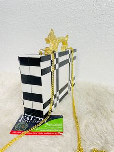 สายโซ่โลหะสีทองแนววินเทจมีซิปกระเป๋าคลัทช์ลายประจำชาติดีไซน์หินอ่อนสำหรับสาวฤดูใบไม้ผลิ falak - Product Image 5