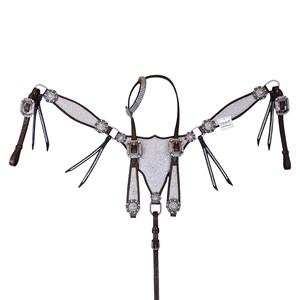 Fabricant sur mesure Western Horse Strass transparents Décorés Headstall Gladiateur Collier de poitrine Assorti Fantaisie Horse Show Tack - Product Image 1