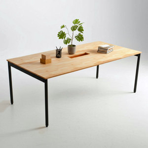 Mesa de Conferencia OMA Serie II con Patas de Hierro 200x100cm Diseño Moderno Minimalista Madera de Caucho HBOM208 Muebles de Oficina para Hoteles - Product Image 1
