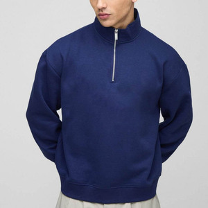 Haute qualité dernière conception surdimensionné marine Boxy quart Zip polaire hommes sweat personnalisé coton mélangé sweat en gros - Product Image 1
