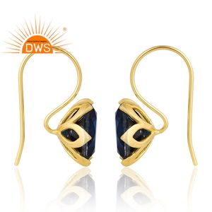 Handmade Design 925 Silver 18K Gold Plated Doublet London Blue Topaz Quartz Gemstone Earring <b>For</b> <b>Women</b> Jewelry Manufacturer - Product Image 4