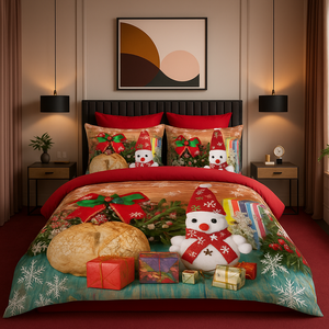 Parure de lit double moderne à imprimé numérique festif de Noël 200x220cm en coton Ranforce pour usage domestique - Product Image 5