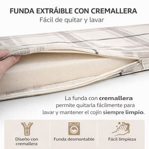 Coussin long pour banc d'intérieur en mousse haute densité avec housse amovible et lavable à fermeture éclair, coussins et oreillers d'extérieur - Product Image 5