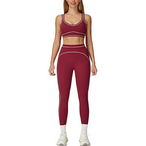 ชุดโยคะแบบยืดได้สองด้าน เนื้อผ้าเบา ระบายอากาศดี เสื้อกีฬาและเลกกิ้ง ยืดได้สี่ทิศทาง เป็นมิตรกับสิ่งแวดล้อม แห้งเร็ว สำหรับออกกำลังกาย - Product Image 1