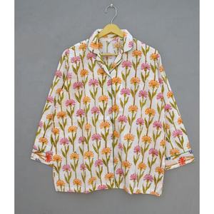 Nouvel arrivage ensemble de pyjama d'été en coton indien à imprimé floral pour femmes, vêtements de nuit écologiques à séchage rapide - Product Image 3