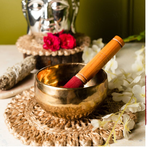 Bol chantant tibétain martelé à la main authentique avec percuteur en bois pour la méditation Yoga thérapies de guérison par le son bol soufflant - Product Image 4