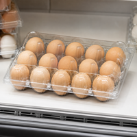 Plateau à œufs 15 alvéoles en plastique PET transparent avec boîte à clapet empilable pour fermes avicoles, supermarchés et centres d'emballage