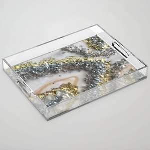 Bandeja de servicio de epoxi de resina hecha a mano de resina, elementos esenciales de cocina únicos para el hogar, restaurante, Hotel, servicio decorativo Tra - Product Image 3