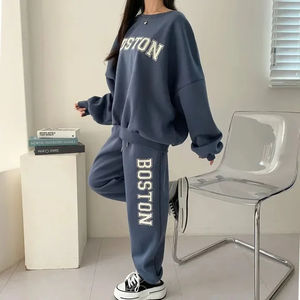 Sudadera con capucha informal al por mayor para mujer, conjunto de 2 piezas, Kimono deportivo con forro polar y cuello para Primavera, Otoño/Invierno, patrón sólido - Product Image 1