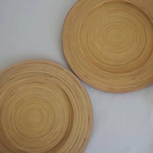 Assiette ronde en bambou filé, vaisselle, écologique, non toxique, diamètre 350 mm, couleur personnalisée, décoration de table, fabriqué au Vietnam - Product Image 5
