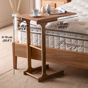 Mesa Auxiliar de Madera Maciza de Roble Hecha a Mano: Escritorio Escandinavo para Cama con Amplia Superficie - Product Image 6