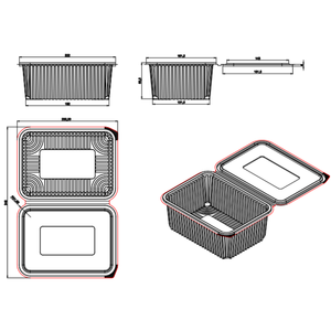 Conteneur alimentaire en plastique transparent Hevdem de 2000 ml, anti-fuite, avec couvercle plat, pour emporter - Product Image 2