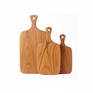 Ensemble de 2 planches à découper rectangulaires en bois naturel, couleur brune, planche à découper pour légumes, pain et fromage - Product Image 6