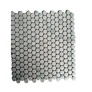 Best Offers Carrara Penny Round Shaped Cloudy Porcelain Mosaic Tiles For Wall and Floor Decoration Usable Low Prices