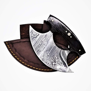 Cuchillo Ulu de Acero de Damasco de Estilo Tradicional, Hecho a Mano para Máxima Resistencia, con Mango de Madera para Cocina Profesional - Product Image 4
