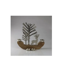 Centre de table très demandé avec bougeoir en forme de cerf en métal, touches métalliques antiques, conçu pour Noël en famille, en gros - Product Image 5