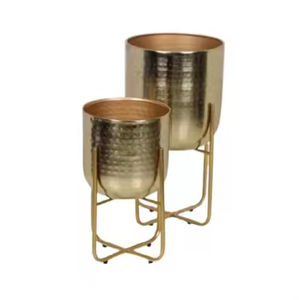 Macetas para decoración de jardín, macetas hechas de hierro chapado en oro, macetas martilladas para decoración interior y exterior, maceta para plantas - Product Image 2