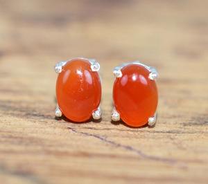 Carnelian Gemstone Stud Earrings <b>Jewelry</b> For Women Silver Boho Style <b>Jewelry</b> 925 Sterling Silver Trending Handmade Earrings Gift - Product Image 3