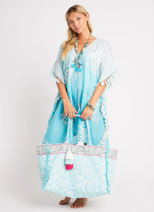 ฤดูร้อนผู้หญิงแฟชั่นElegantพิมพ์สามไตรมาสแขนยาวVคอสบายๆLace Up Kaftanชุด - Product Image 3