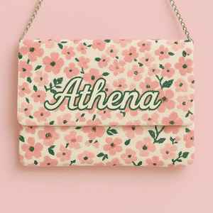 Bolso de mano floral de margaritas, bolso de flores rosa con cuentas, bolso de cuentas con nombre personalizado, bolso de mano de margaritas con cuentas hecho a mano, bandolera de primavera - Product Image 1