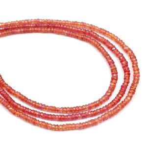 ลูกปัดแซฟไฟร์สีส้มทรงกลมจากธรรมชาติขนาด16นิ้วลูกปัดพลอยยาว2-3มม. ได้รับการรับรองจาก100% - Product Image 1