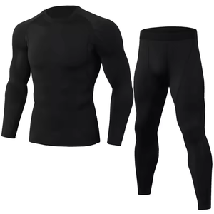 Ensemble de compression 2 pièces pour hommes, collants de yoga et de course à pied à manches longues - Product Image 1