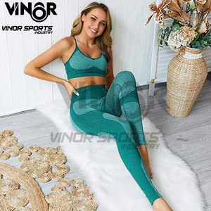 Conjuntos de entrenamiento sin costuras para mujer, mallas de Yoga de 2 piezas, sujetador deportivo con correa cruzada, ropa deportiva elegante, conjunto a juego, gimnasio, Yoga, Fitness - Product Image 5