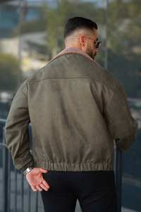 เสื้อโค้ทกันน้ำมีซิปมีปกสีกากีสำหรับผู้ชาย, เสื้อแจ็คเก็ตลำลองแขนยาวระบายอากาศ - Product Image 4